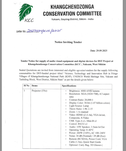 Tender for Supply of Audio Visual Equipments and Devices